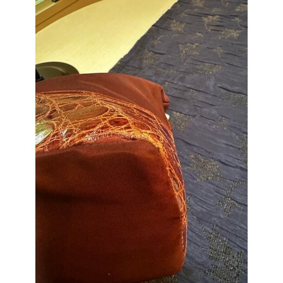 Prada Burgundy Medium Tote Bag w/Crocodile Embossed Leather - Picture 7 of 10